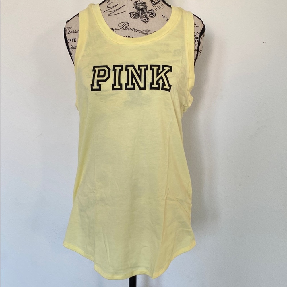 NWT
PINK Yellow Black Lettered Tank Top